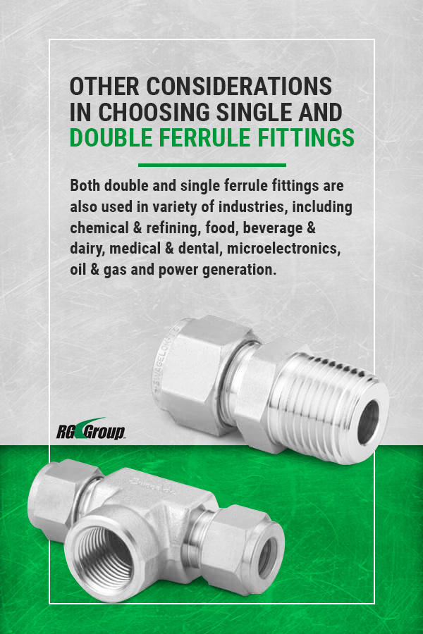 Other considerations in choosing single and double ferrule fittings